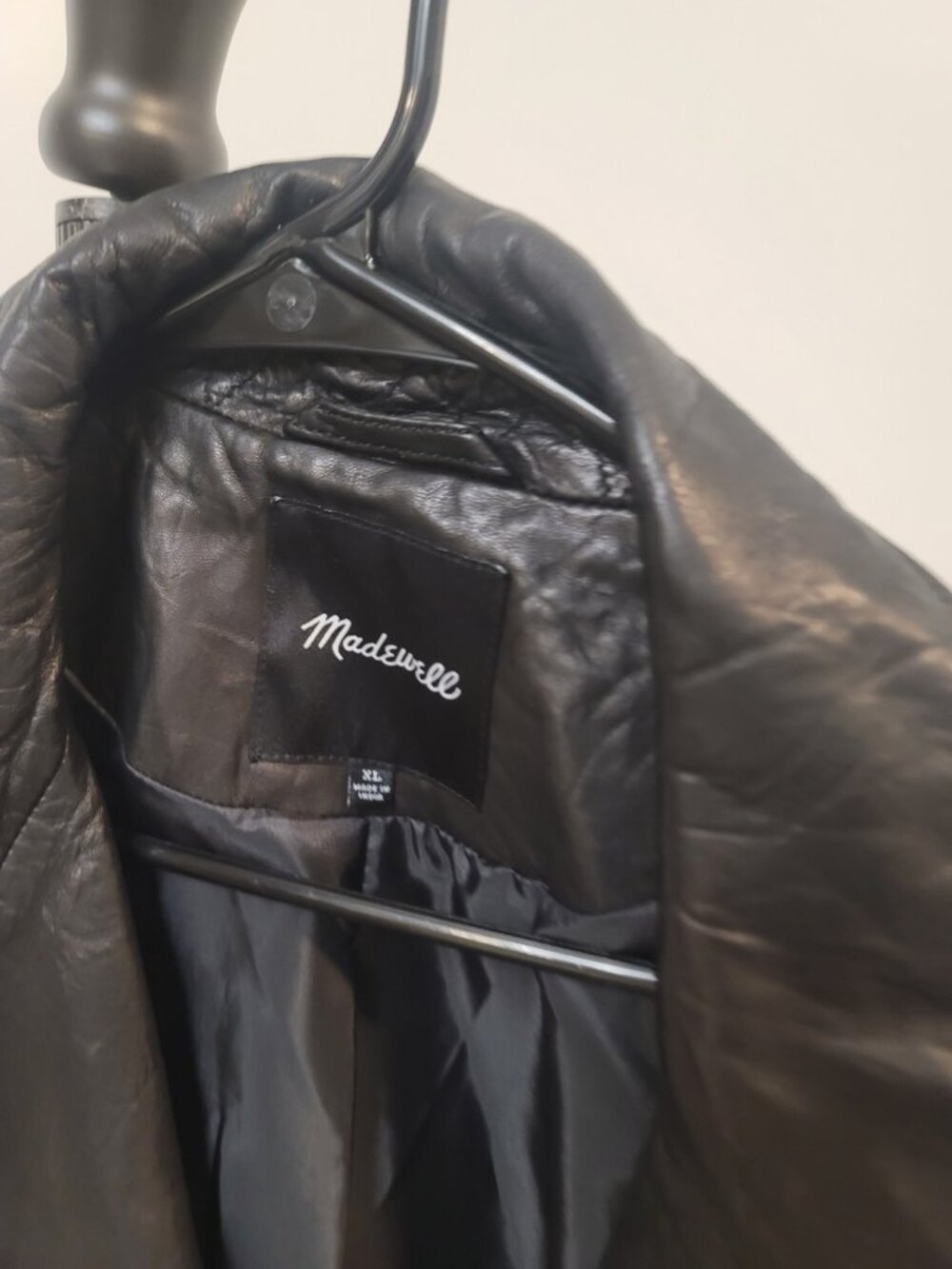 Madewell The Washed Leather Motorcycle Jacket in True Black Xl Lamb Leather - Picture 4 of 7